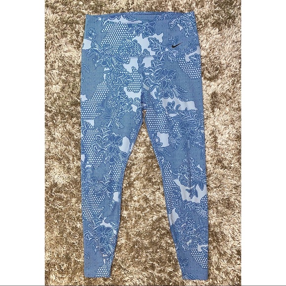 Nike Dri-FIT Floral Lace Print Leggings Sz L - Picture 3 of 6
